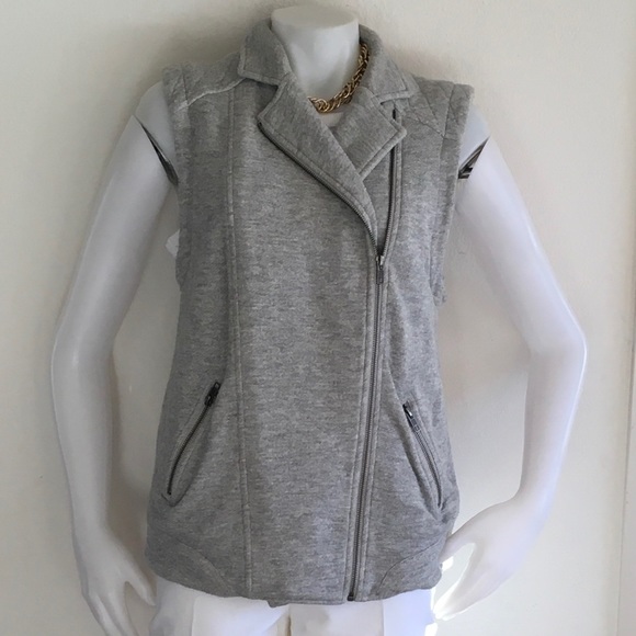 SATURDAY SUNDAY Gray Cotton Moto Sweatshirt Vest L - Picture 1 of 7